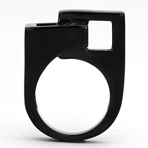 TK989 - IP Black(Ion Plating) Stainless Steel Ring with No Stone - Alamode - Flyclothing LLC