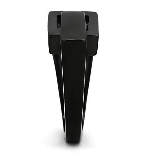 TK989 - IP Black(Ion Plating) Stainless Steel Ring with No Stone - Alamode - Flyclothing LLC