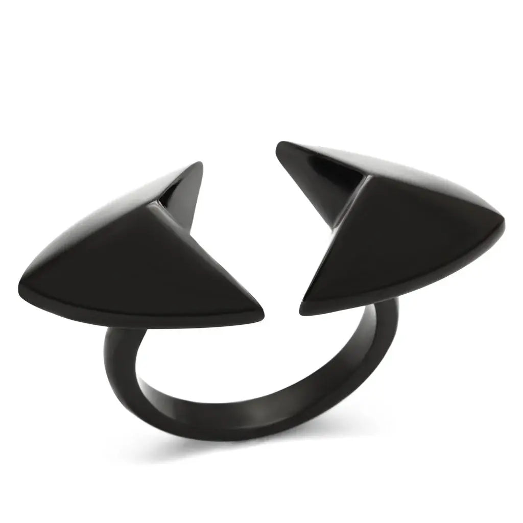 TK990 - IP Black(Ion Plating) Stainless Steel Ring with No Stone - Alamode - Flyclothing LLC
