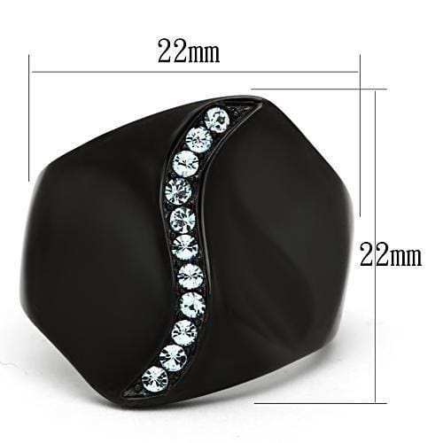 TK991 - IP Black(Ion Plating) Stainless Steel Ring with Top Grade Crystal in Sea Blue - Alamode - Flyclothing LLC