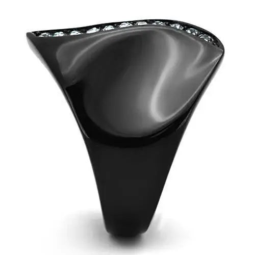 TK991 - IP Black(Ion Plating) Stainless Steel Ring with Top Grade Crystal in Sea Blue - Alamode - Flyclothing LLC