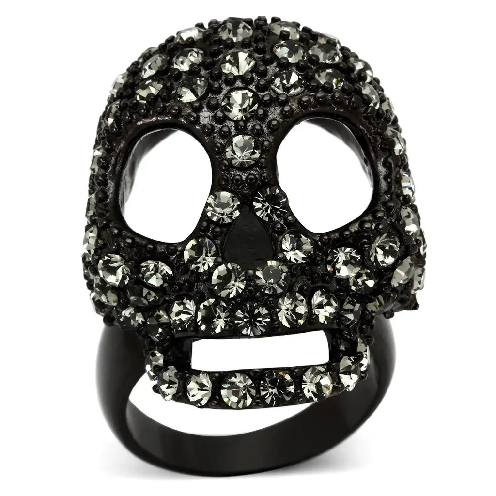 TK992 - IP Black(Ion Plating) Stainless Steel Ring with Top Grade Crystal in Black Diamond - Alamode - Flyclothing LLC