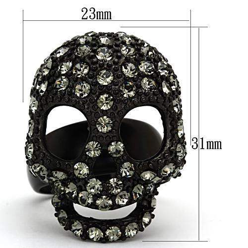 TK992 - IP Black(Ion Plating) Stainless Steel Ring with Top Grade Crystal in Black Diamond - Alamode - Flyclothing LLC