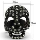 TK992 - IP Black(Ion Plating) Stainless Steel Ring with Top Grade Crystal  in Black Diamond - Alamode