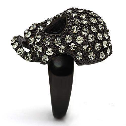 TK992 - IP Black(Ion Plating) Stainless Steel Ring with Top Grade Crystal in Black Diamond - Alamode - Flyclothing LLC