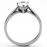 TK994 - High polished (no plating) Stainless Steel Ring with AAA Grade CZ  in Clear - Alamode