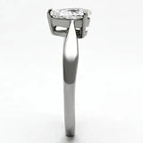 TK994 - High polished (no plating) Stainless Steel Ring with AAA Grade CZ in Clear - Alamode - Flyclothing LLC