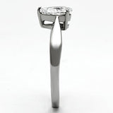 TK994 - High polished (no plating) Stainless Steel Ring with AAA Grade CZ  in Clear - Alamode