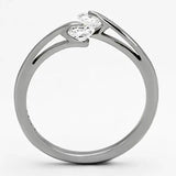 TK995 - High polished (no plating) Stainless Steel Ring with AAA Grade CZ in Clear - Alamode - Flyclothing LLC