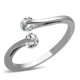 TK995 - High polished (no plating) Stainless Steel Ring with AAA Grade CZ  in Clear - Alamode