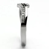 TK996 - High polished (no plating) Stainless Steel Ring with AAA Grade CZ in Black Diamond - Alamode - Flyclothing LLC