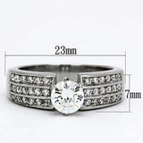 TK997 - High polished (no plating) Stainless Steel Ring with AAA Grade CZ in Clear - Alamode - Flyclothing LLC