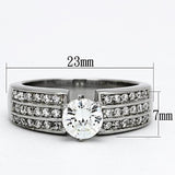 TK997 - High polished (no plating) Stainless Steel Ring with AAA Grade CZ  in Clear - Alamode