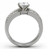 TK997 - High polished (no plating) Stainless Steel Ring with AAA Grade CZ  in Clear - Alamode