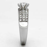 TK997 - High polished (no plating) Stainless Steel Ring with AAA Grade CZ in Clear - Alamode - Flyclothing LLC