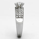 TK997 - High polished (no plating) Stainless Steel Ring with AAA Grade CZ  in Clear