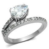 TK998 - High polished (no plating) Stainless Steel Ring with AAA Grade CZ in Clear - Alamode - Flyclothing LLC