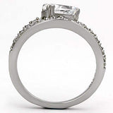 TK998 - High polished (no plating) Stainless Steel Ring with AAA Grade CZ in Clear - Alamode - Flyclothing LLC