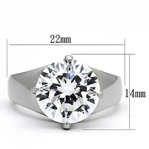 TK999 - High polished (no plating) Stainless Steel Ring with AAA Grade CZ in Clear - Alamode - Flyclothing LLC
