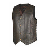 Toas - Men's Motorcycle Leather Vest (Brown) - Unik Just for Bikers - Flyclothing LLC