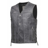 Tombstone - Men's Motorcycle Leather Vest (Gray) - Unik Just for Bikers - Flyclothing LLC