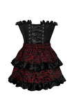 Daisy Corsets Top Drawer 2 PC Black Satin Steel Boned Burlesque Corset & Gold Brocade Skirt Set - Daisy Corsets