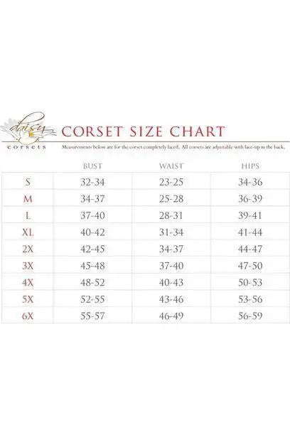 Daisy Corsets Top Drawer 2 PC Black Satin Steel Boned Corset w/Straps & Striped Skirt Set - Daisy Corsets - Flyclothing LLC