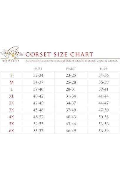 Daisy Corsets Top Drawer 2 PC Black Satin Steel Boned Corset w/Straps & Striped Skirt Set - Daisy Corsets - Flyclothing LLC