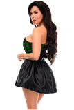 Daisy Corsets Top Drawer 2 PC Green/Black Lace Steel Boned Corset & Satin Skirt Set