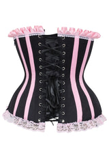 Daisy Corsets Top Drawer 2 PC Pink/Black Burlesque Steel Boned Corset & Bloomer Set - Daisy Corsets