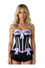 Daisy Corsets Top Drawer 2 PC Purple/Black Burlesque Steel Boned Corset & Bloomer Set - Daisy Corsets