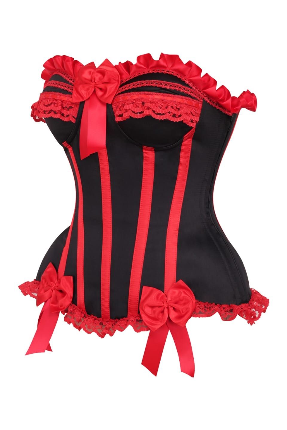 Daisy Corsets Top Drawer 2 PC Red/Black Burlesque Steel Boned Corset & Bloomer Set - Daisy Corsets