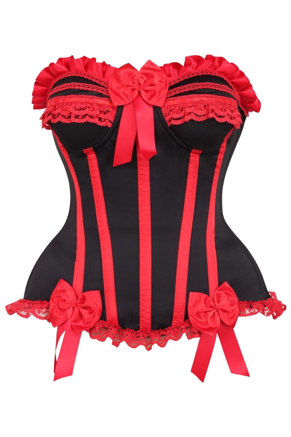 Daisy Corsets Top Drawer 2 PC Red/Black Burlesque Steel Boned Corset & Bloomer Set - Daisy Corsets