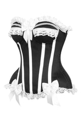 Daisy Corsets Top Drawer 2 PC White/Black Burlesque Steel Boned Corset & Bloomer Set - Daisy Corsets