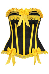 Daisy Corsets Top Drawer 2 PC Yellow/Black Burlesque Steel Boned Corset & Bloomer Set - Daisy Corsets