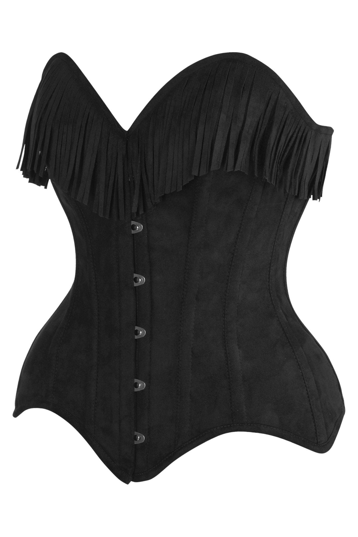 Daisy Corsets Top Drawer 4 PC Premium Black Suede Fringe Cowgirl Corset Costume - Daisy Corsets