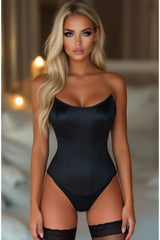 Daisy Corsets Top Drawer Black Satin Steel Boned Overbust Corset w/Side Zipper - Daisy Corsets
