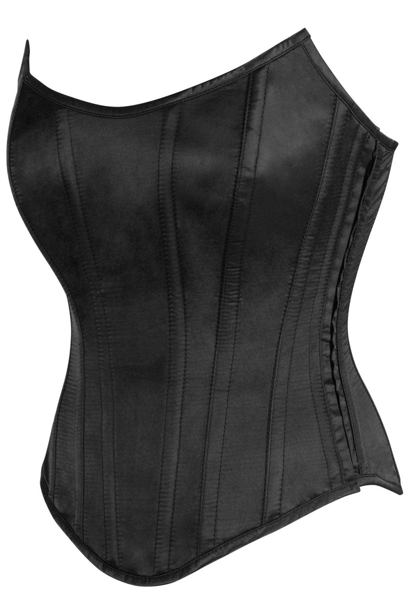Daisy Corsets Top Drawer Black Satin Steel Boned Overbust Corset w/Side Zipper - Daisy Corsets