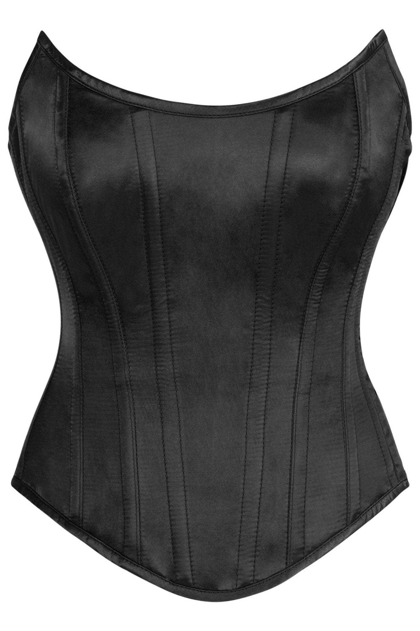 Daisy Corsets Top Drawer Black Satin Steel Boned Overbust Corset w/Side Zipper - Daisy Corsets