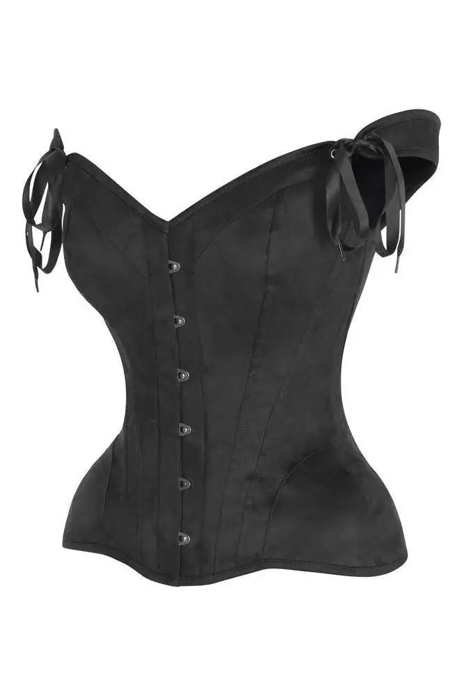 Top Drawer Black Suede Steel Boned Corset w/Straps - Daisy Corsets - Flyclothing LLC