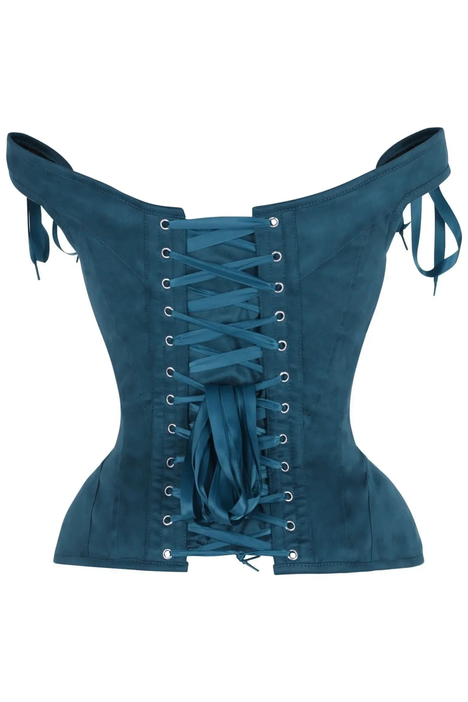 Top Drawer Blue Suede Steel Boned Corset w/Straps - Daisy Corsets - Flyclothing LLC
