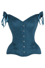 Daisy Corsets Top Drawer Blue Suede Steel Boned Corset w/Straps - Daisy Corsets - Flyclothing LLC