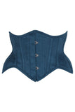 Daisy Corsets Top Drawer Blue Suede Steel Boned Mini Waist Cincher Corset