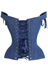 Daisy Corsets Top Drawer Dark Blue Denim Steel Boned Corset w/Straps