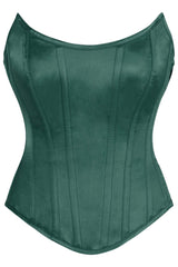 Daisy Corsets Top Drawer Dark Green Satin Steel Boned Overbust Corset w/Side Zipper - Daisy Corsets