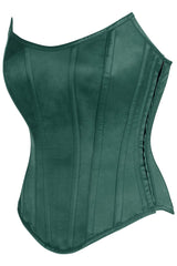 Daisy Corsets Top Drawer Dark Green Satin Steel Boned Overbust Corset w/Side Zipper - Daisy Corsets