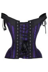 Top Drawer Dark Purple/Black Striped Steel Boned Corset w/Straps - Daisy Corsets - Flyclothing LLC