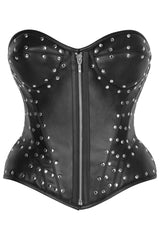 Daisy Corsets Top Drawer Faux Leather w/Rivets Steel Boned Underwire Bustier Corset Top - Daisy Corsets - Flyclothing LLC