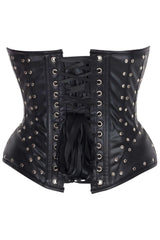 Daisy Corsets Top Drawer Faux Leather w/Rivets Steel Boned Underwire Bustier Corset Top - Daisy Corsets - Flyclothing LLC