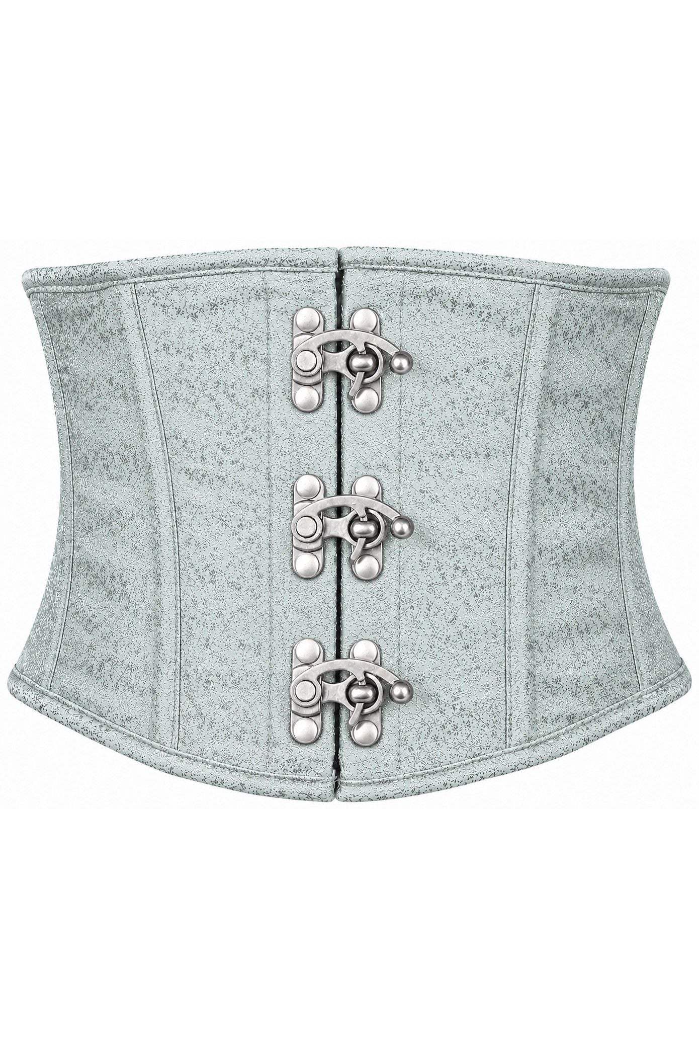 Daisy Corsets Top Drawer Mint Green Brocade Steel Boned Mini Cincher w/Clasps - Daisy Corsets